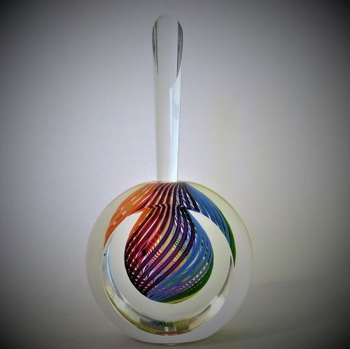 Paul Harrie Rainbow Striped Studio Glass Perfume Bottle (ca 2010)