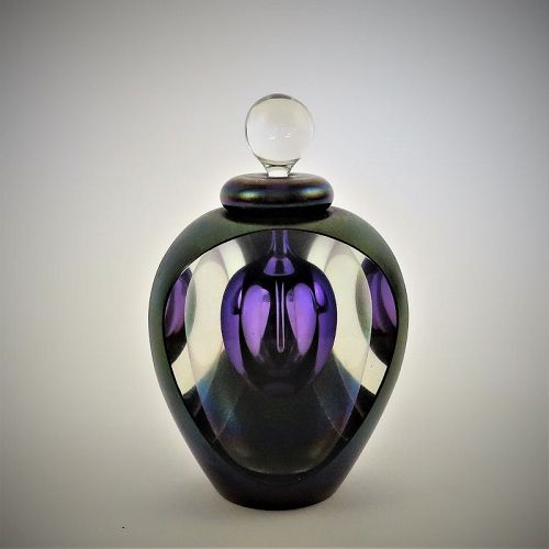 Signed and Dated 1990 Iridescent Purple Faceted Tom Philabaum Perfume