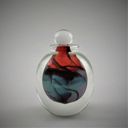 Signed and Dated 1989 Steven Main Studio Glass Perfume Bottle