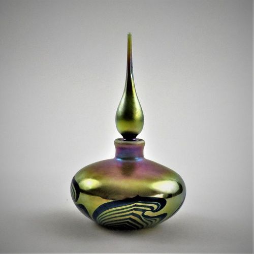 Correia Signed and Dated 1982 Pulled Feather Art Glass Perfume Bottle