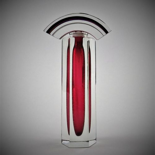 Correia Signed and Numbered Tall Hexagonal Art Glass Perfume Bottle