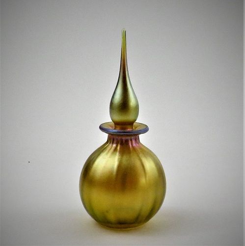 Vintage Correia Signed and Numbered Gold Aurene Glass Perfume Botttle