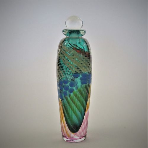 Signed and Dated 1989 Steven Main Studio Glass Perfume Bottle