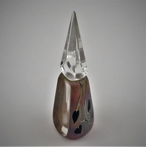 Signed 1998 Craig Zweifel Iridescent Studio Glass Perfume Bottle