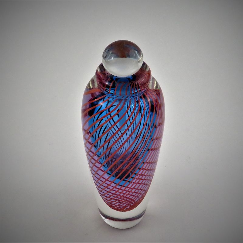 Signed and Dated 1987 Steven Main Studio Glass Perfume Bottle