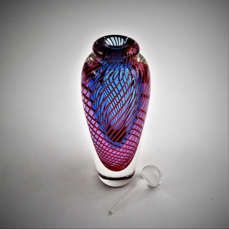 Signed and Dated 1987 Steven Main Studio Glass Perfume Bottle