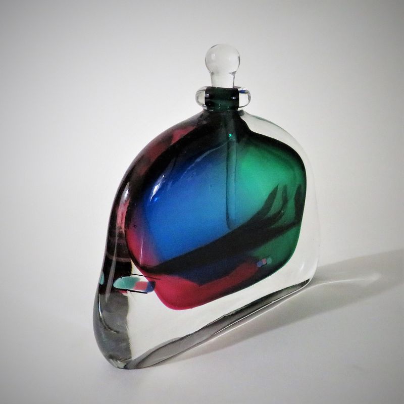 Vintage Chris Comins Signed Multi-Color Sommerso Glass Perfume Bottle