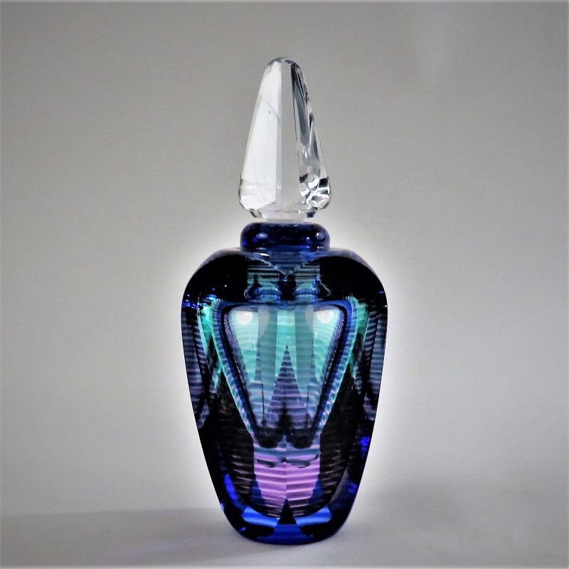Tall Michael David &amp; Kit Karbler Prismatic Studio Glass Perfume Bottle