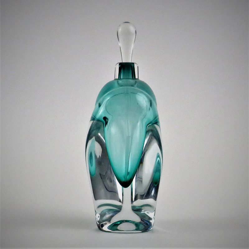 Jonathan Winfisky Green Overlay Perfume Bottle, 1989