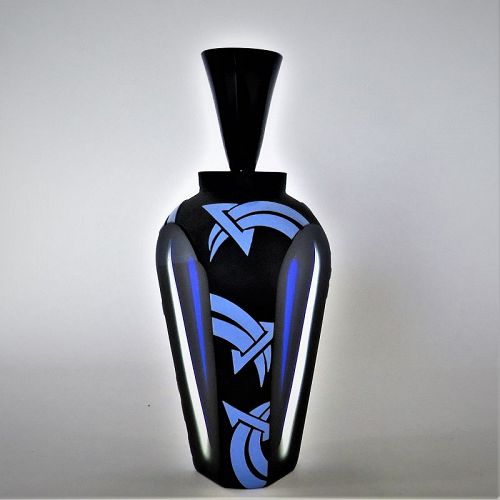 Tall Limited Edition Correia Etched Art Glass Perfume Bottle (1987)
