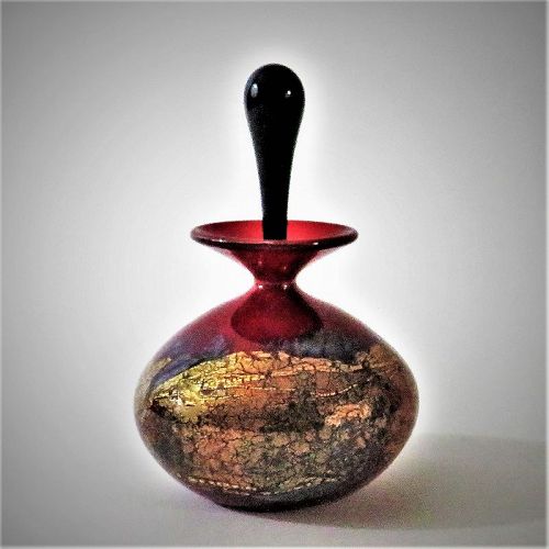 Michael Nourot Signed/Dated 1997 Round Red Studio Glass Perfume Bottle