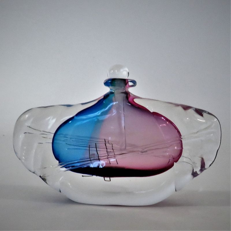 Unsigned Chris Comins Multi-Color Sommerso Studio Glass Perfume Bottle