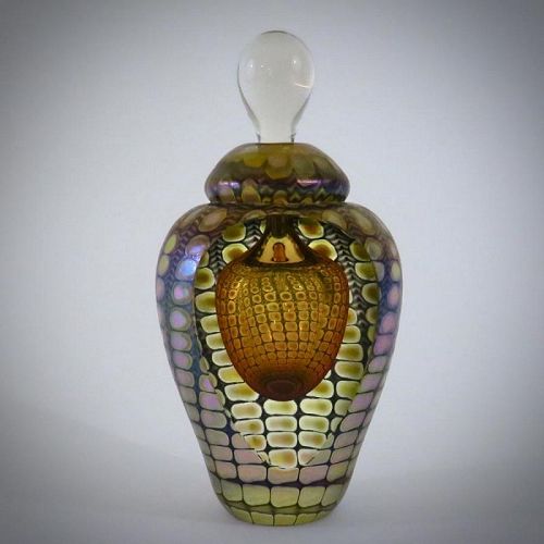 Signed and Dated 2017 Faceted Tom Philabaum Reptilian Perfume Bottle