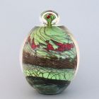 Signed Steven Main Art Glass Round Perfume Bottle - Forest Series
