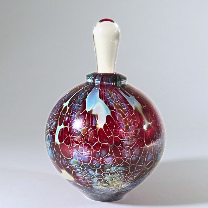 Vintage Hand-Blown Robert Burch' Veil' Studio Glass Perfume Bottle