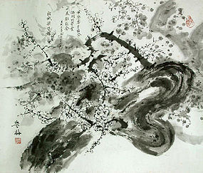 Japanese Painting of Ume Tree / Plum Tree on Makuri