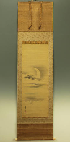 Kano Eisenin Michinobu Hanging Scroll - Crescent Moon