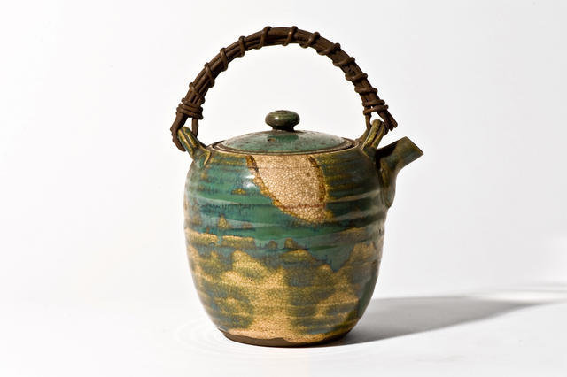 Antique Japanese Oribe-Yaki Teapot from Edo Period