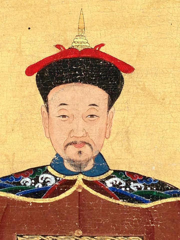 Rare Chinese Ancestor 19th. century Portrait on linen