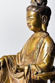 Chinese Bronze Gilt GuanYin 19th.cent.with Xuande mark