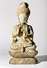 Large Chinese Jade Guanyin Statue from Qing Dynasty