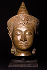 Large Siam bronze Ayutthaya head 19th. century