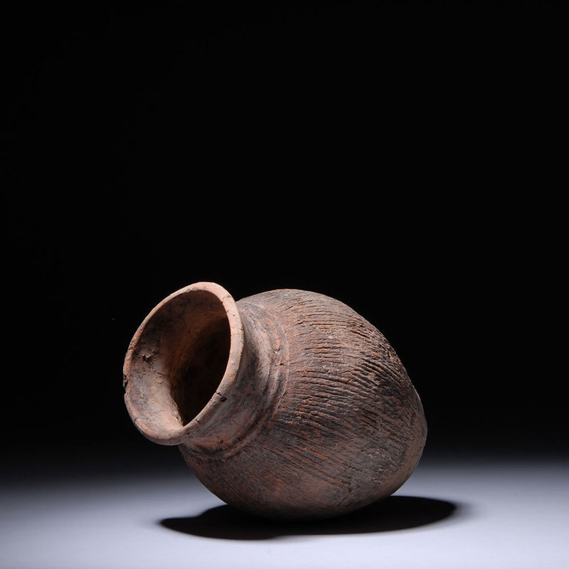 Chinese Neolithic Qijia Combed Pottery Vessel 2400 B.C.