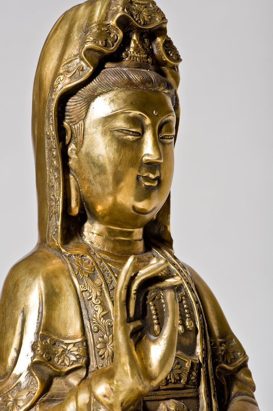 Huge Gilt Bronze Guan Yin 19th. century - 10 kg heavy