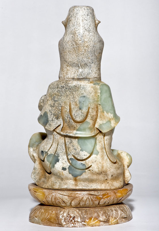 Chinese Jade Guanyin Buddha Statue Qing Dynasty 4kg!