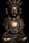 Chinese Crowned Bronze Buddha from Ming Dynasty
