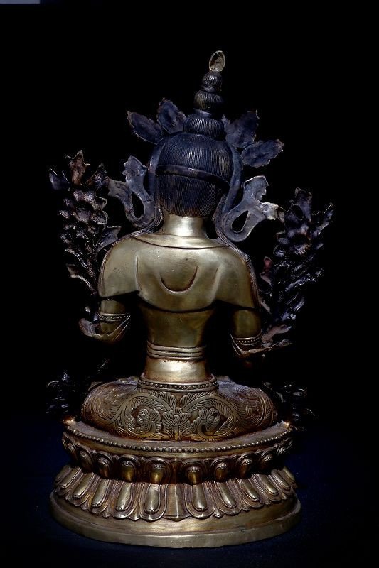 Large Chinese Qing Dynasty Gilt Bronze Buddha 9kg marked