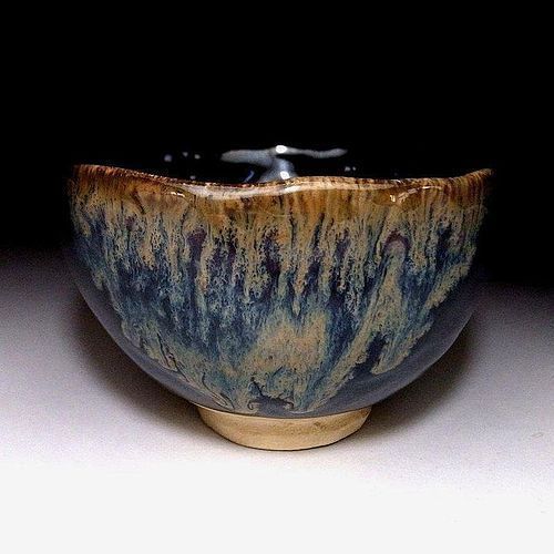 Japanese Vintage Hand Shaped Seto Tenmoku Chawan