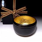 Rare Vintage Kyo Tea Bowl with Gold Glaze