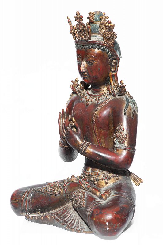 Large Tibetan Purple Bronze Maitreya Buddha