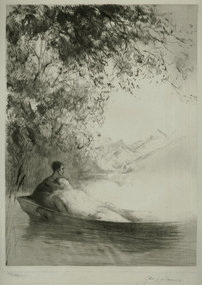 Paul Herrmann, etching, "On the Lake"