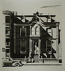 Lawrence Kupferman, etching, "Victorian Mansion"