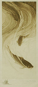 Charles Mielatz, etching, Chinese Carp, 1887
