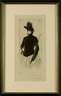 Louis Legrand, etching, "La Femme au Parapluie"