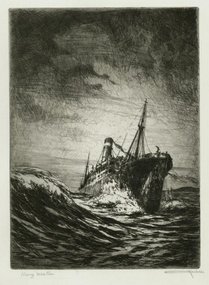 Otto Kuhler, etching, "Heavy Weather"