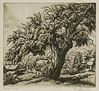 Isaac Friedlander, etching, "Over the Village"