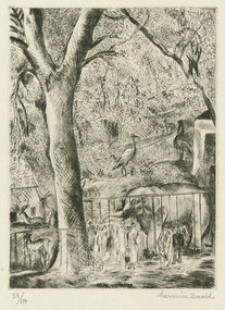 Hermine David, etching, "Le Zoo de Vincennes"