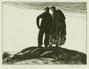 Gifford Beal, etching, "Fishermen at the Headlands"