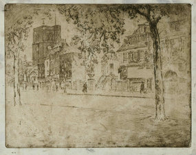 Joseph Pennell, etching, Chelsea Church, unpublished
