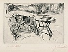 Lovis Corinth, etching, "Dame im Gartenstuhl," 1911
