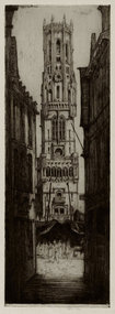 David Y. Cameron, etching, "The Belfrey of Bruges,"