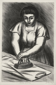 Julius Tanzer, lithograph, "Woman Ironing" c. 1940
