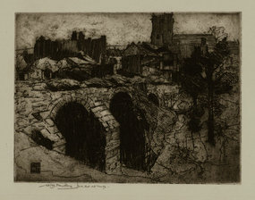 William Lee Hankey, Etching, The Bridge at Corfe Castle