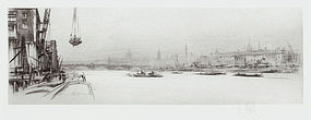 William Walcot, etching, "The Thames," 1922