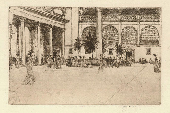 David Muirhead Bone, Etching, &quot;The Piazza&quot;, 1901