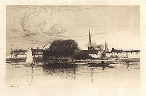 Stephen Parrish, Etching, "Near Dinard, Brittany," 1888